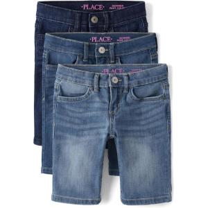 The Children’s Place Girls Denim Skimmer ShortsShorts(Dark Wash 3-pack)