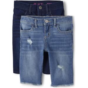 The Children’s Place Girls’ Denim Skimmer Shorts(Thistle Wash Denim 2-pack)