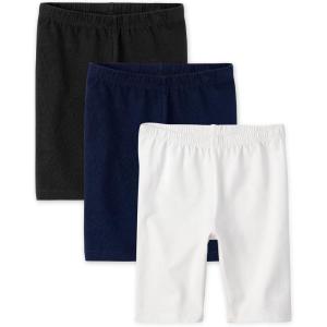 The Children’s Place Girls’ Essential Bike Shorts(Black/ Tidal/ White 3-pack)