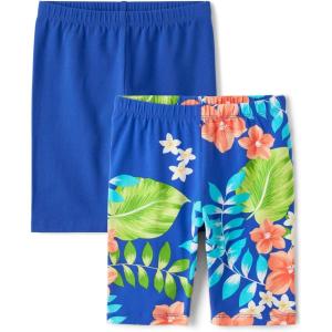 The Children’s Place Girls’ Essential Bike Shorts(Tropical 2-pack)