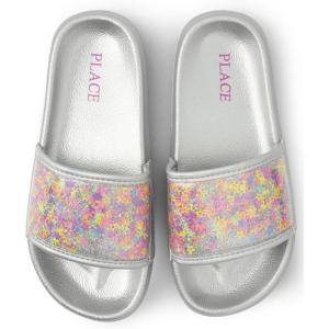The Children’s Place Girls Everday Slip on Slide Sandals(Glitter Waves)