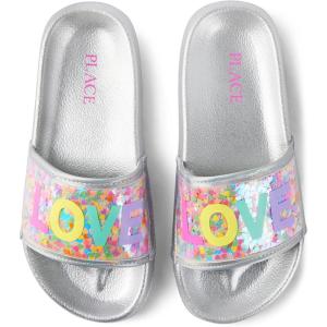 The Children’s Place Girls Everday Slip on Slide Sandals(Love Shaker)