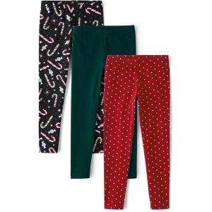 The Children’s Place Girls’ Fashion Leggings(Candy Cane/Green/Red)