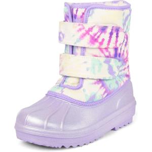 The Children’s Place Girls’ Faux Fur Trim Winter Snow Boot(Purple Cream Swirl)