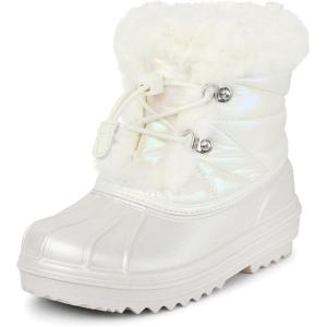 The Children’s Place Girls’ Faux Fur Trim Winter Snow Boot(White Toggle)