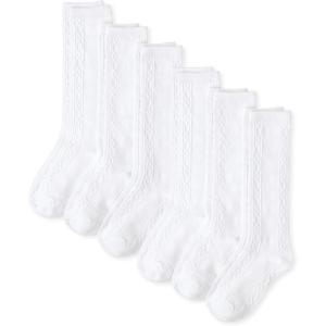 The Children’s Place Girls Knee Socks Variety Pack(White 6-pack)