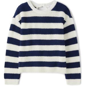 The Children’s Place Girls Long Sleeve Crew Neck Pullover Sweater(Bunny Tail Stripe)