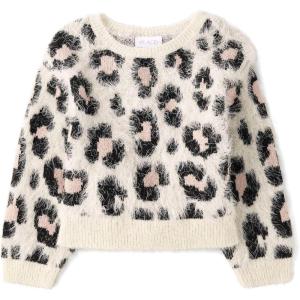 The Children’s Place Girls Long Sleeve Crew Neck Pullover Sweater(Leopard)