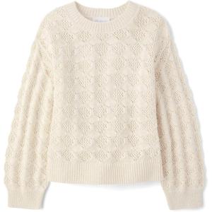 The Children’s Place Girls Long Sleeve Crew Neck Pullover Sweater(White Daisy)