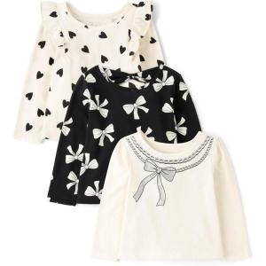 The Children’s Place Girls Long Sleeve Knit Fashion Shirt(Bows 3-pack)