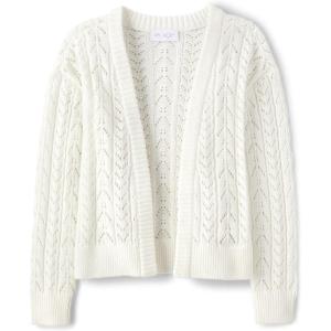The Children’s Place Girls Long Sleeve Open Front Knit Cardigan(Stitch White)