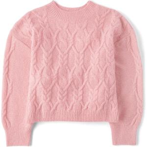 The Children’s Place Girls’ Long Sleeve Pullover Cable Knit Sweater(Lt Plum)
