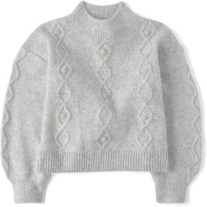 The Children’s Place Girls Long Sleeve Pullover Cable Knit Sweater(Mist Pearl)