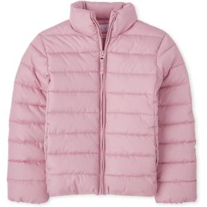 The Children’s Place Girls’ Medium Weight Wind-Resistant, Water-Resistant Puffer Jacket(Rose Quartz)