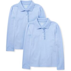 The Children’s Place Girls’ Multipack Long Sleeve Ruffle Pique Polos(Daybreak 2-pack)