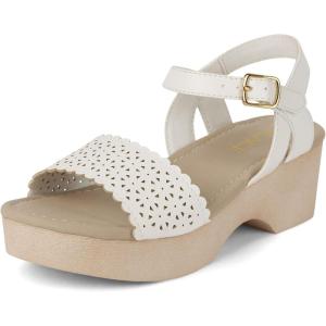 The Children’s Place Girl’s Open Toe Low Heel Clog Sandals(White Perforated)