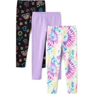 The Children’s Place Girls’ Printed Leggings 2-Pack(Doodle Icons/Purple/Tie Dye 3-pack)