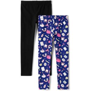 The Children’s Place Girls’ Printed Leggings 2-Pack(School Doodle Violet/Black 2-pack)