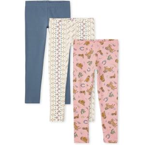 The Children’s Place Girls’ Printed Leggings 2-Pack(Western Doodle/ Plum Petal/ White Floral Fairisle 3-pack)