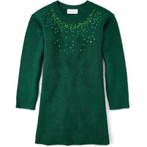 The Children’s Place Girls Puff Sleeve Dress, Long Sleeve(Beaded Spruceshad)