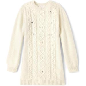 The Children’s Place Girls Puff Sleeve Dress, Long Sleeve(White Cable Knit)