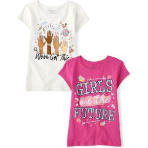 The Children’s Place Girls’ School Days Short Sleeve Graphic T-Shirts,multipacks(Art Princess/Rainbow Star)