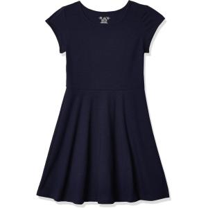 The Children’s Place Girls’ Short Sleeve Basic Skater Dress 2 Pack(Tidal Single)