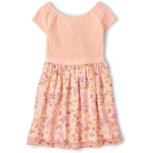 The Children’s Place Girls’ Short Sleeve Dressy Dress(Apricot Floral)
