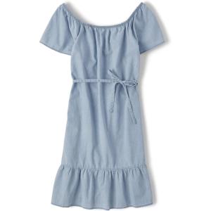 The Children’s Place Girls’ Short Sleeve Dressy Dress(Chambray)