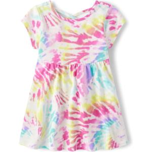 The Children’s Place Girls’ Short Sleeve Dressy Dress(Pink Tie Dye Swirl)