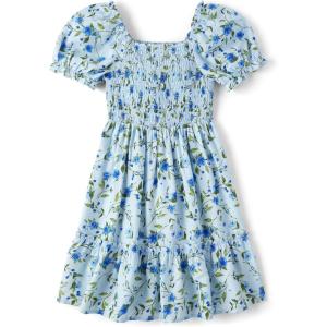 The Children’s Place Girls’ Short Sleeve Dressy Dress(Whirlwind Blue Floral)