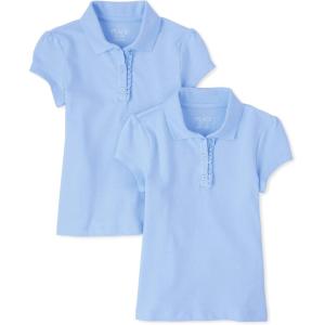 The Children’s Place Girls’ Short Sleeve Ruffle Pique Polo, 2 Pack(Daybreak 2-pack)