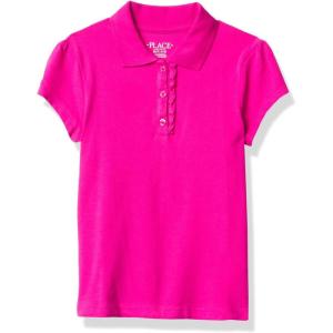 The Children’s Place Girls Short Sleeve Ruffle Pique Polo(Aurora Pink Single)