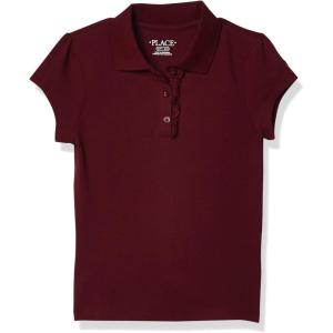 The Children’s Place Girls Short Sleeve Ruffle Pique Polo(Rubine)