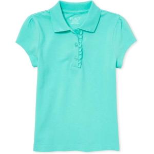 The Children’s Place Girls Short Sleeve Ruffle Pique Polo(Seafrost Single)