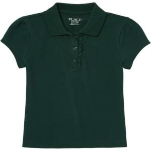 The Children’s Place Girls Short Sleeve Ruffle Pique Polo(Spruce Shade)