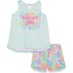 The Children’s Place Girls’ Sleeveless Tank Top and Short 2 Piece Pajama Set(Vacay Vibes)