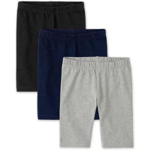 The Children’s Place Girls’ Solid Bike Shorts(Black/ Tidal/ Heather Grey 3-pack)