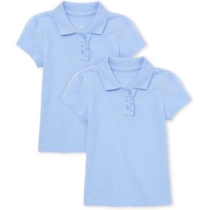 The Children’s Place Girls’ Toddler Mulipack Short Sleeve Ruffle Pique Polos(Daybreak 2-pack)