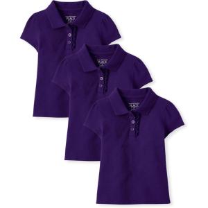 The Children’s Place Girls’ Toddler Mulipack Short Sleeve Ruffle Pique Polos(Regal Violet 3-pack)