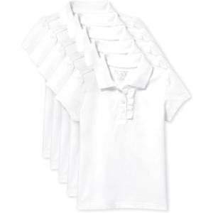 The Children’s Place Girls’ Toddler Mulipack Short Sleeve Ruffle Pique Polos(White 5-pack)