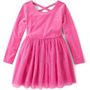 The Children’s Place Girls Tutu Dress, Long Sleeve(Yreka Pink Velour)