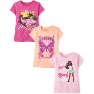 The Children’s Place Girls Unicorns,Butterfly Short Sleeve Graphic T-Shirts,3 Pack(Butterfly/Car/Girl Be You)