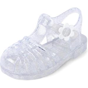 The Children’s Place Girl’s and Toddler Jelly Fisherman Sandals(Clear Silver Glitter)