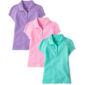 The Children’s Place Multipack Short Sleeve Pique Polo(Seafrost/Sparkle Pink/Purple)