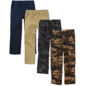 The Children’s Place Pull on Cargo Pants,multipacks(Flax/New Navy/Night Camo/Olive Camo 4 Pack)