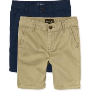 The Children’s Place Stretch Chino Shorts(Flax/New Navy 2-pack)