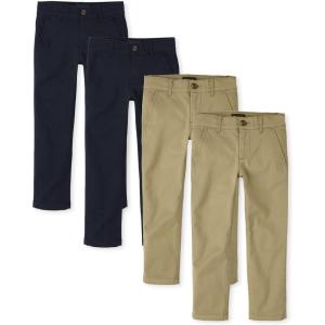 The Children’s Place Stretch Straight Chino Pants,multipacks(Flax/New Navy 4-pack)