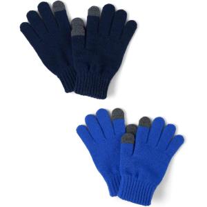 The Children’s Place Unisex Kids Winter Knit Stretchy Texting Kids Gloves(Navy/Blue 2-pack)