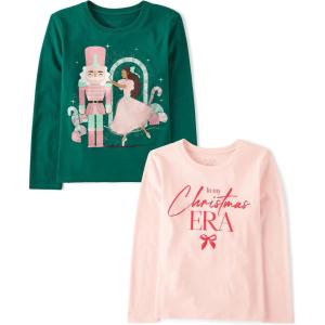 The Children’s Place Unisex-Child All Holidays,Birthdays Long Sleeve Graphic T-Shirts,2 Pack(Nutcracker/Christmas Era)